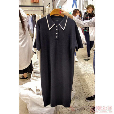 韓版時尚POLO領(lǐng)針織連衣裙 春夏寬松大碼新風(fēng)尚